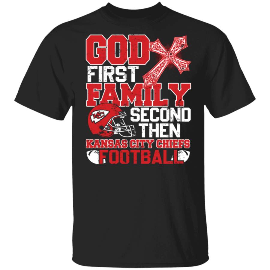 Christian Sport Shirt Vintage God Family Then Kansas City Chiefs Football Cool Christian Football Player Gifts T-Shirt