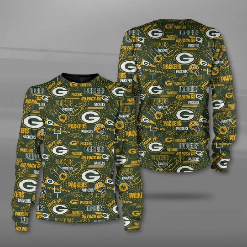 Men / Women Green Bay Packers All Over Print 3D Sweatshirt, Green Bay Packers All Over Print Logo Packers Sweatshirt