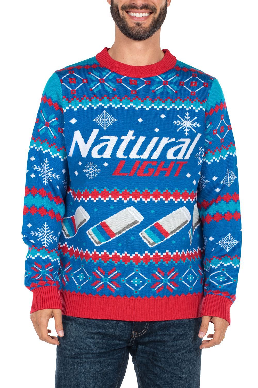 Tipsy Elves Men’S Natural Light Ugly Christmas Sweater