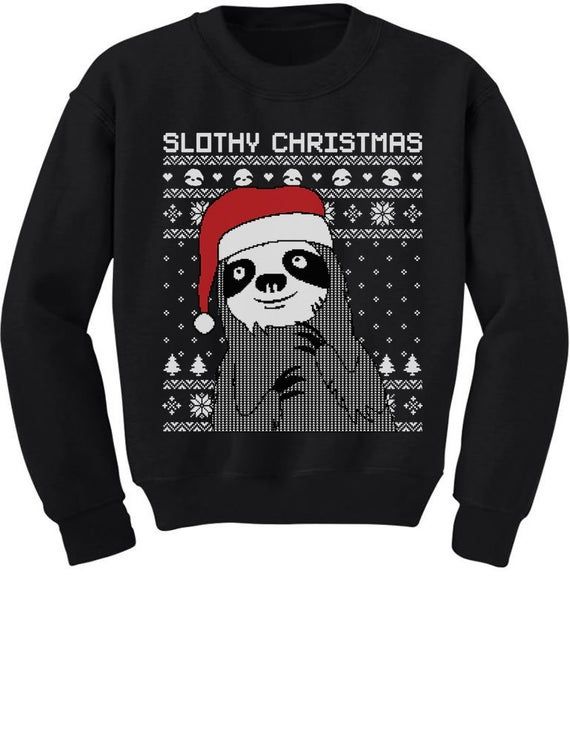 Slothy Xmas Ugly Christmas Sweater Toddler Crewneck Sweatshirt