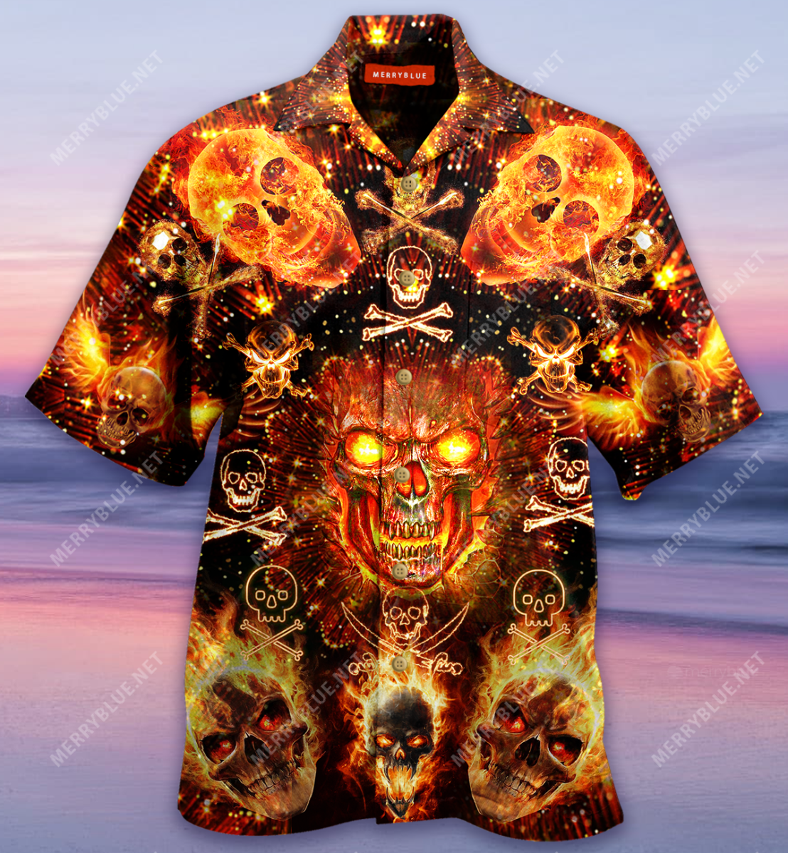 Flaming Skulls Unisex Hawaii Shirt Ha53077