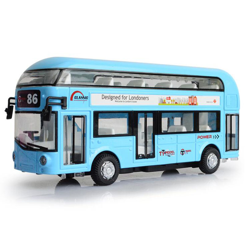 Diecast London Bus Double Decker Bus Light Music Open Door Design Metal Alloy Bus Design For Londoners Toys For Children alx