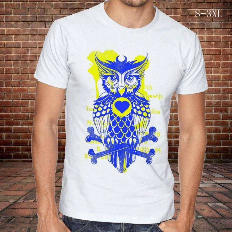 Owl Poster Art T Shirt Men New Harajuku Summer Old School Male Tops Short Sleeve Vogue Graffiti Tees