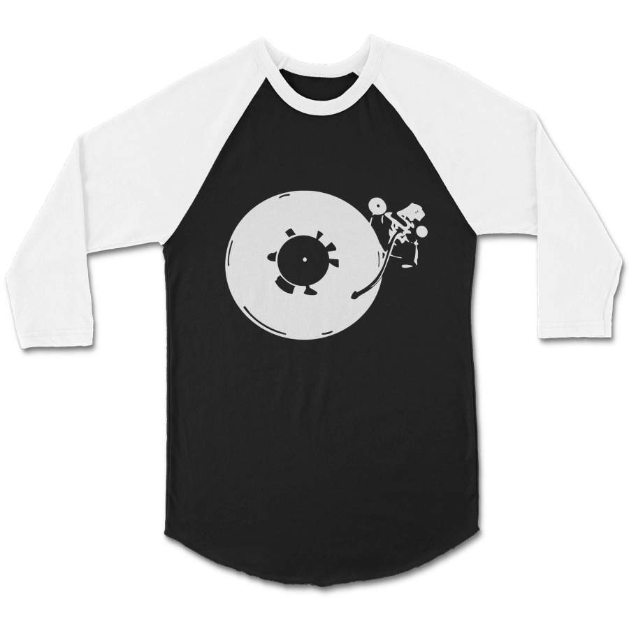 Vinyl Music Player Records Handmade Vintage Turntable CPY Unisex 3/4 Sleeve Baseball Tee T-Shirt