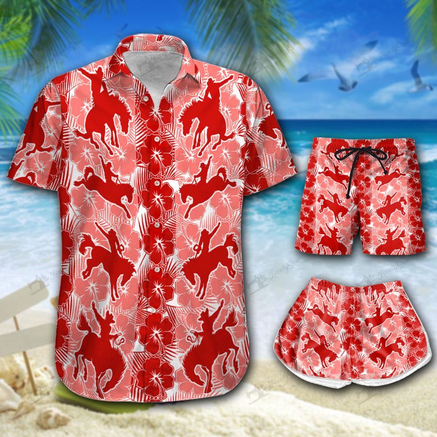 Saddle Bronc Vertical Line Hawaiian Shirt Shorts Ha34293