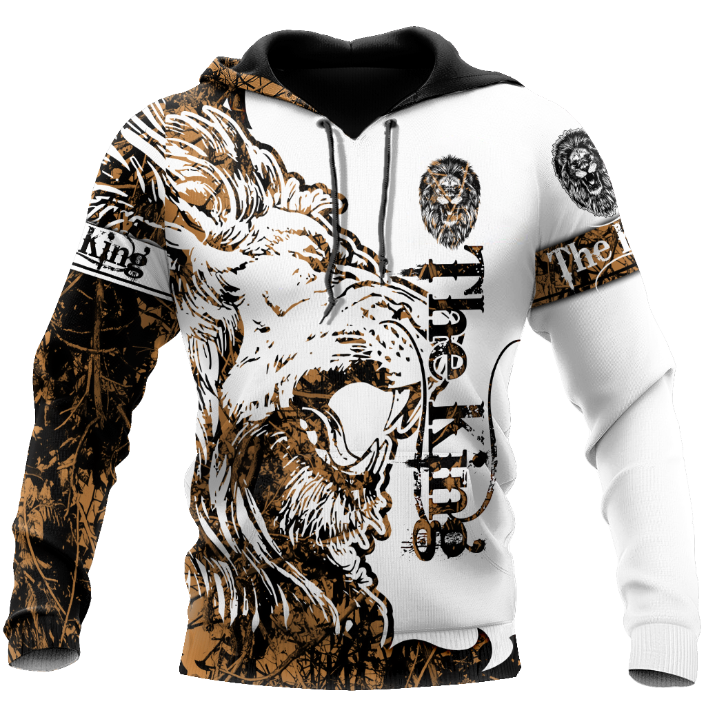 3D The Alpha King Lion Tattoo Over Printed Hoodie