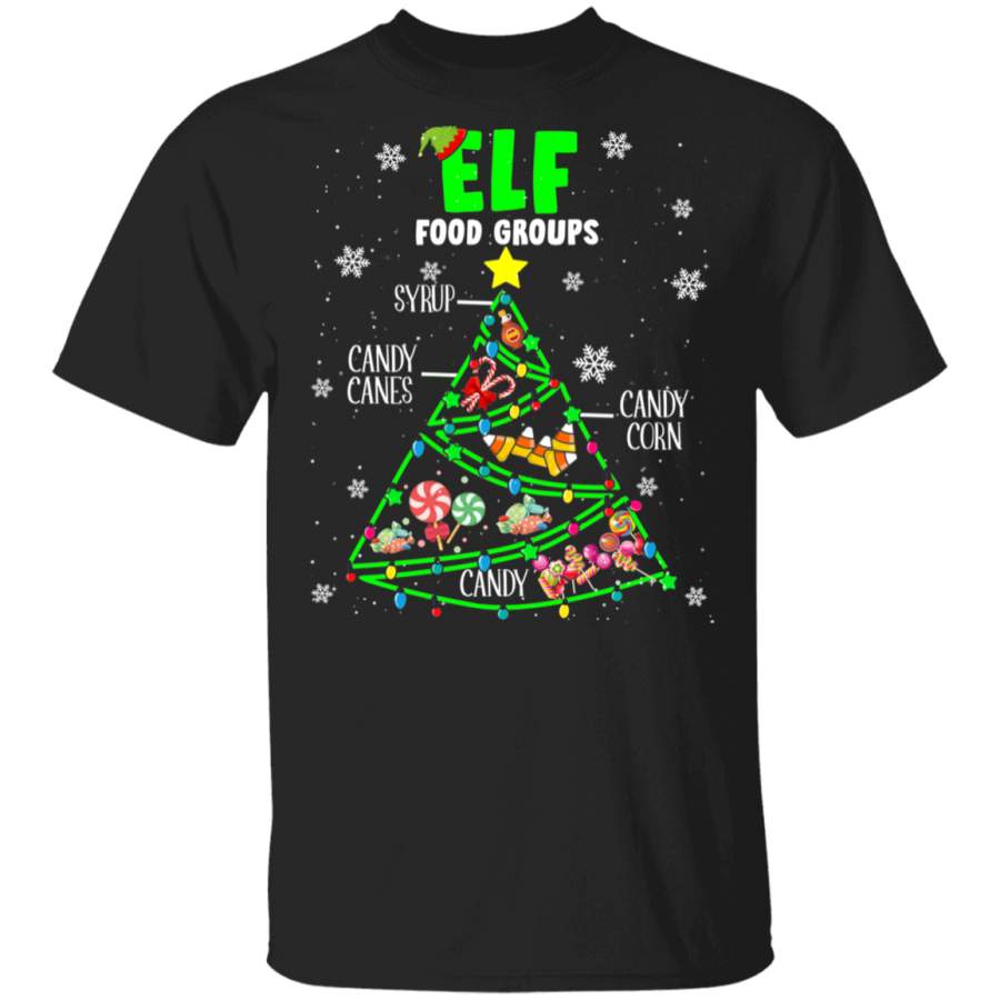 Christmas Elf Shirt Elf Food Groups Funny Christmas Light Elf Buddy Pajama X-mas Candy Lover Gifts T-Shirt