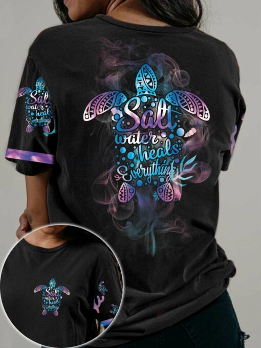 Salt Water Heal Everything Turtle Smoke 3D All Over Printed Shirts For Turtle Lovers, Gift For Men And Women Turtle Lover 3D Shirts