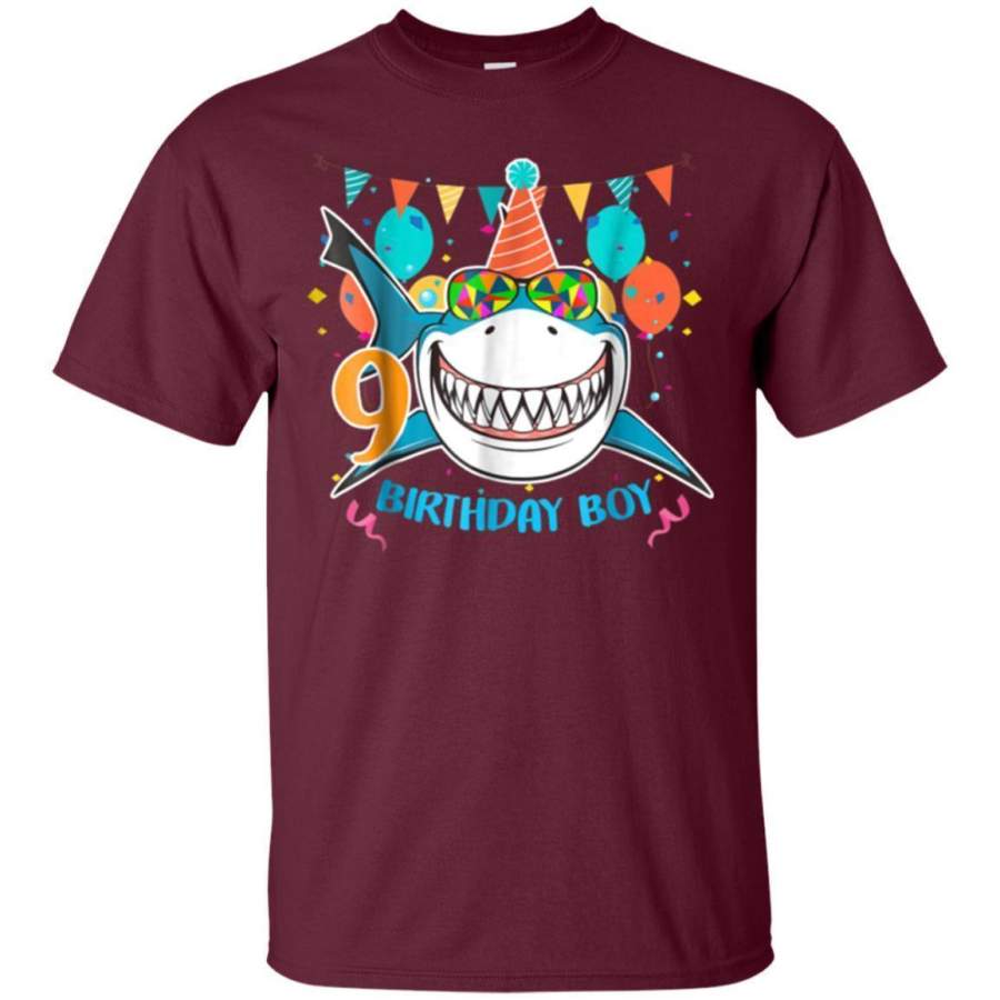 AGR Shark 9 Years Old  9th Birthday Gift Funny For Boy Shirt Jaq T-shirt