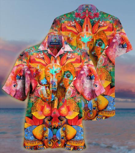 Elephant Colorful Aloha Hawaii Shirts Unisex Ha92316