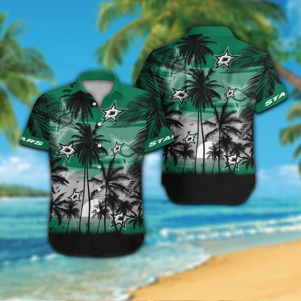 Dallas Stars Short Sleeve Button Up Tropical Hawaiian Shirt