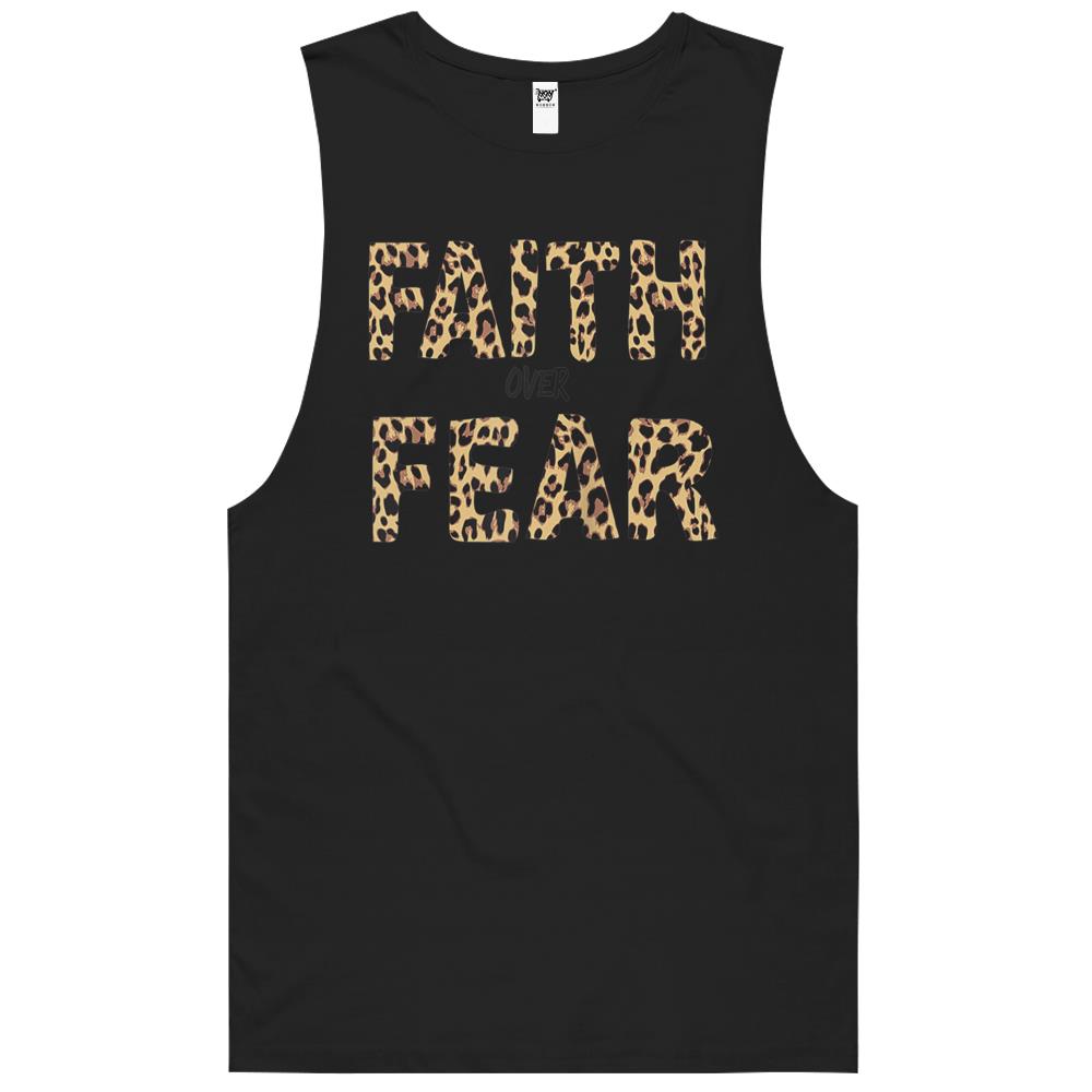 Faith Over Fear Shirt, Faith Over Fear Tank Top, Faith Over Fear Leopard Letters Christian Faith Cross Tank Top