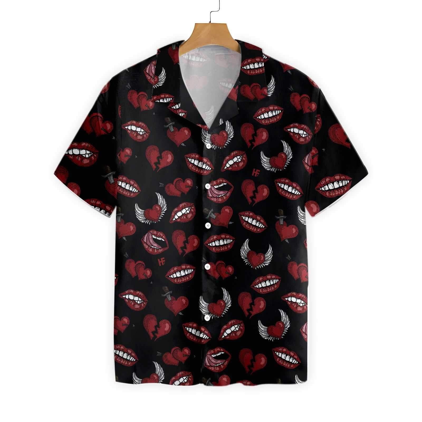 Black Valentine Seamless Pattern 1901 Hawaii Shirt Ha11523