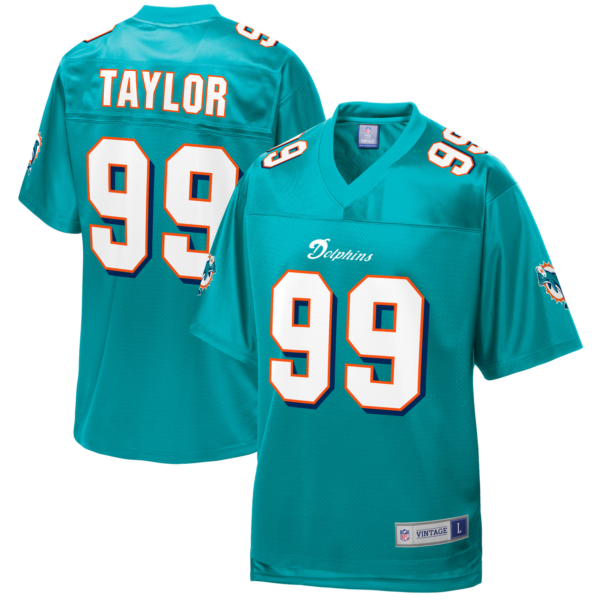 Men’s Miami Dolphins Jason Taylor NFL Pro Line Aqua Retired Player Jersey