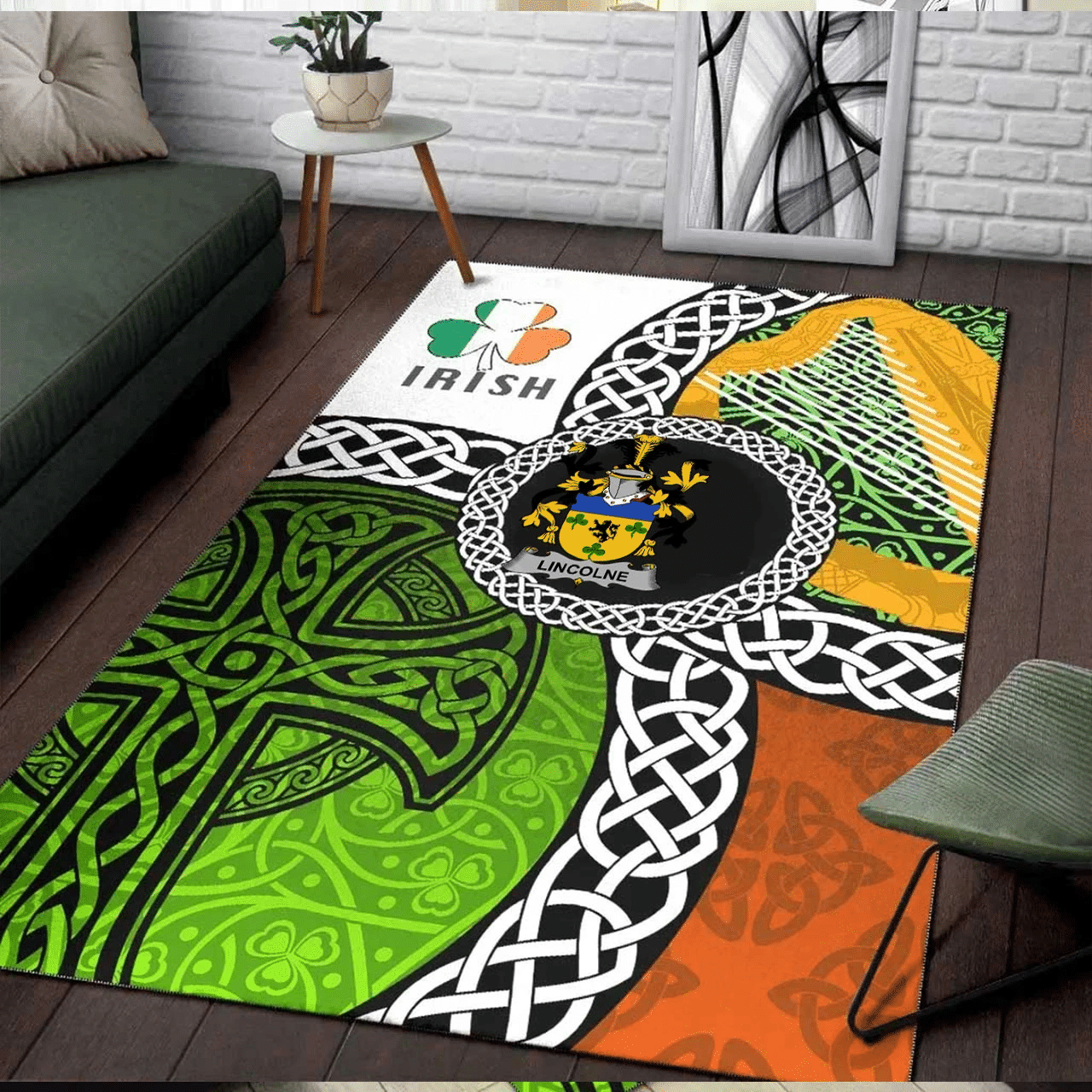 Themazicc Ireland Area Rug – Lincolne Family Crest Area Rug – Ireland With Circle Celtics Knot A7