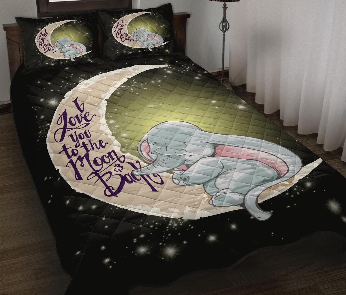 Baby Elephant To The Moon Quilt Bed Sets