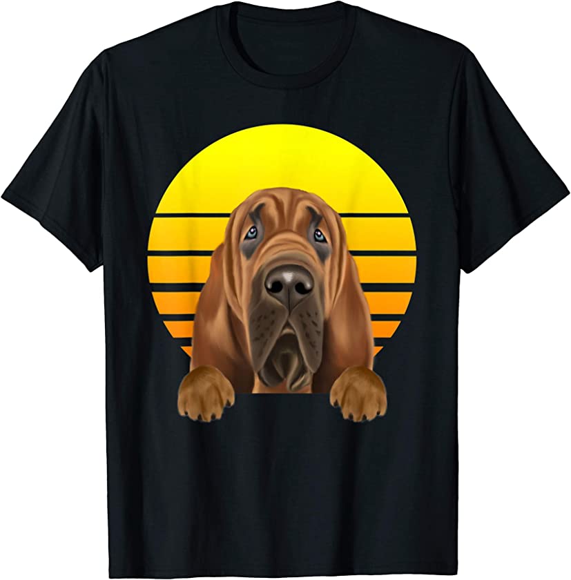 Vintage Sunset Bloodhound Dog Lover T-Shirt