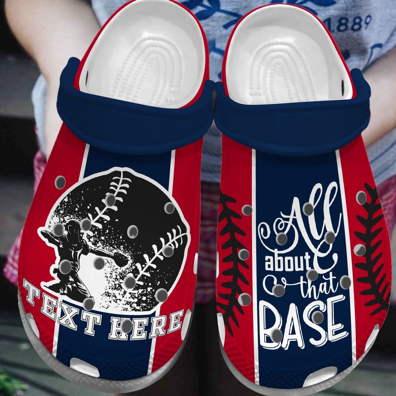 Baseball All About That Base Personalized Clog, Custom Name, Text, Color, Number Fashion Style For Women, Men, Kid, Print 3D