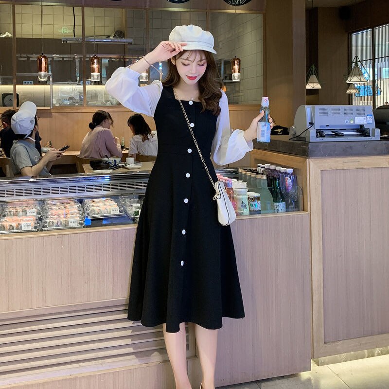 Black Aesthetic Party Summer Light Dress Casual Bag Hip Wrap Vintage Fashion Elegant Women’s Dresses Loose Midi Korean Tunics alx