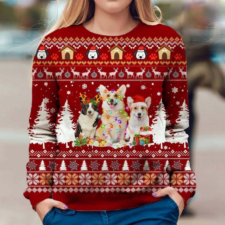 Welsh Corgi Christmas – Ugly Christmas Sweater – 3D Sweater