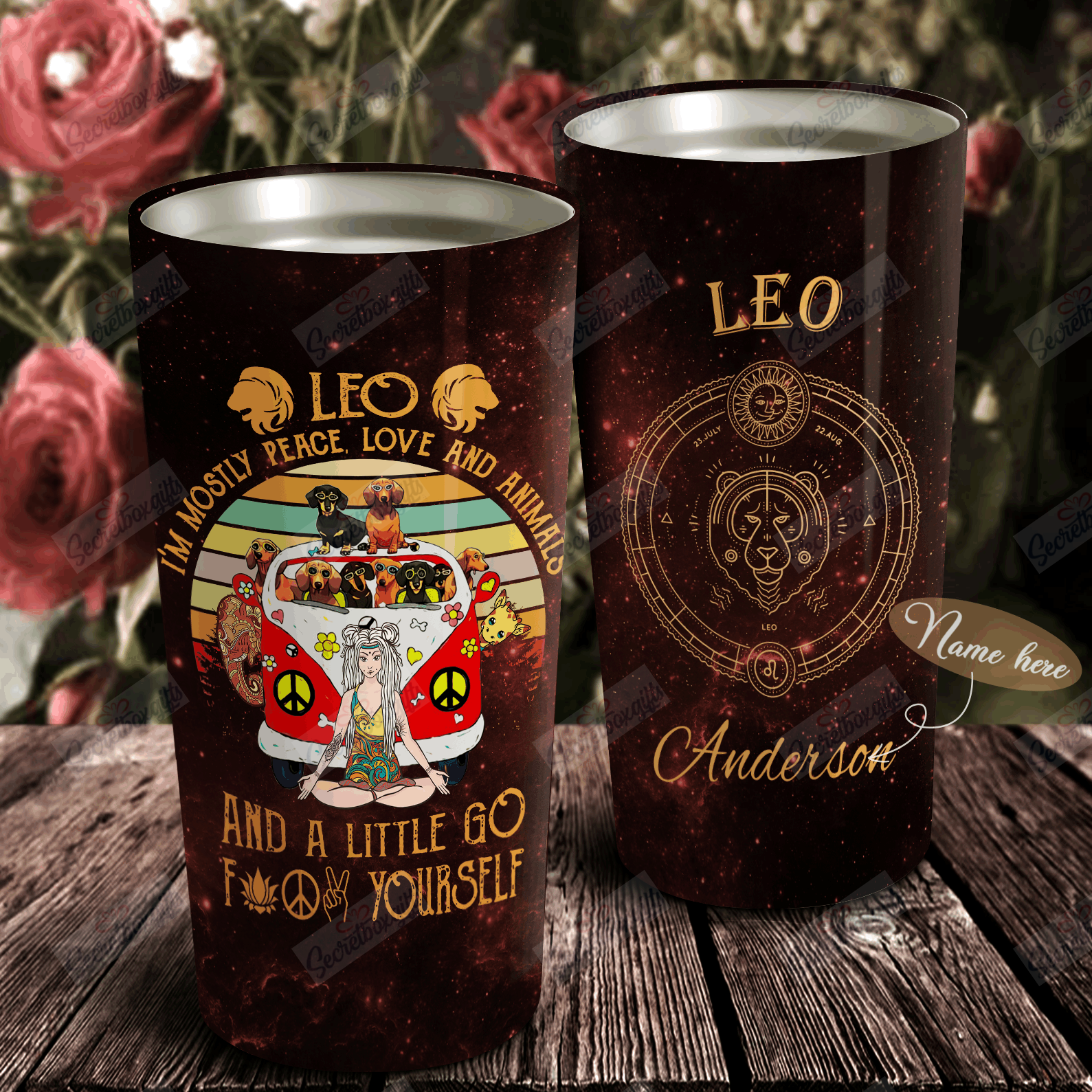 Personalized Peace Love And Animals Leo Xa2101357Cl Tumbler