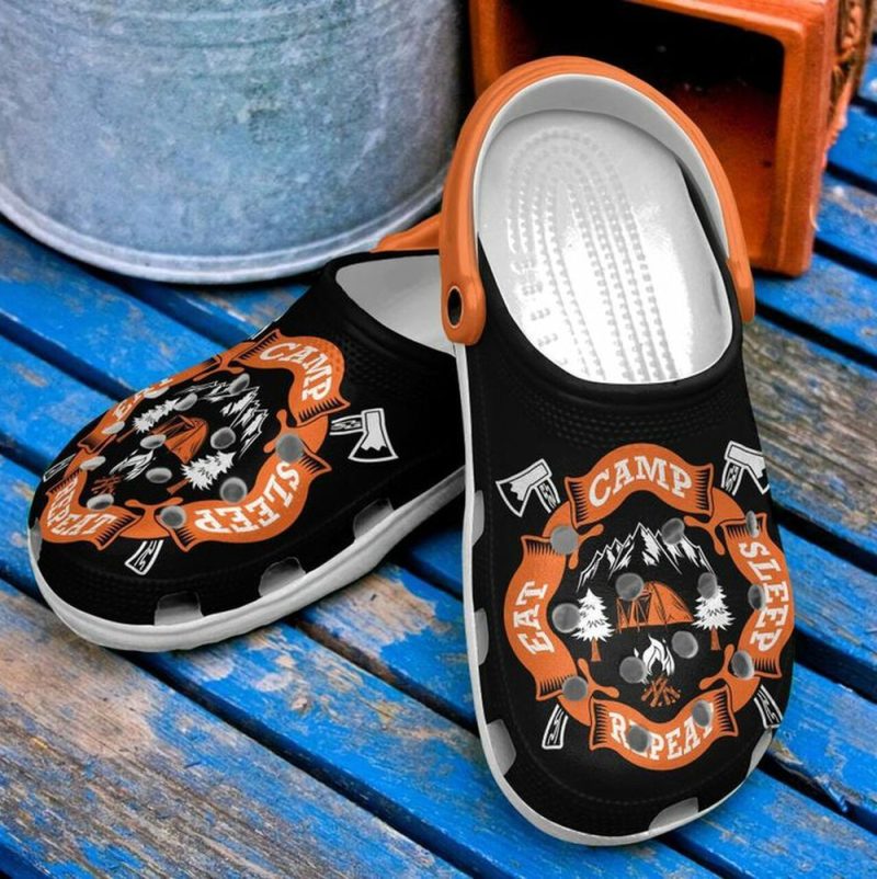 Camping Eat Camp Sleep Repeat 102 Gift For Lover Rubber clog Shoes Comfy Footwear