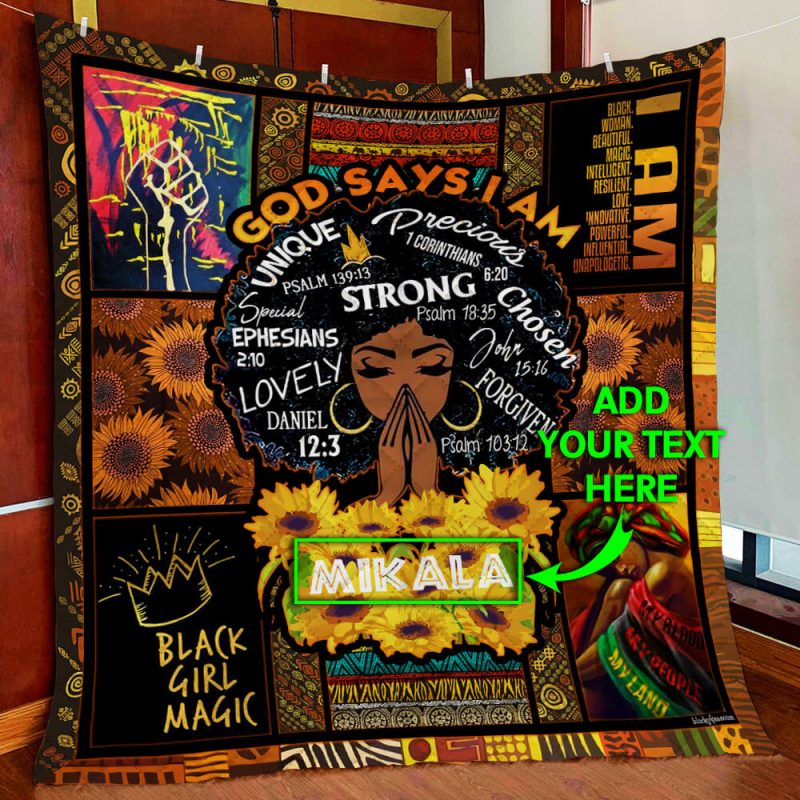 Personalized You Are My Sunshine Black Woman Melanin, African American Premium Quilt Blanket Size Throw, Twin, Queen, King, Super King