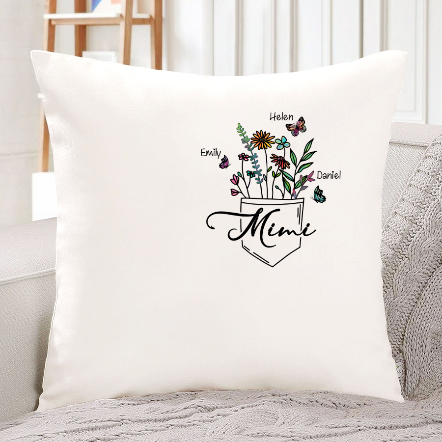 Mimi And Grandkids Wildflowers Pillow