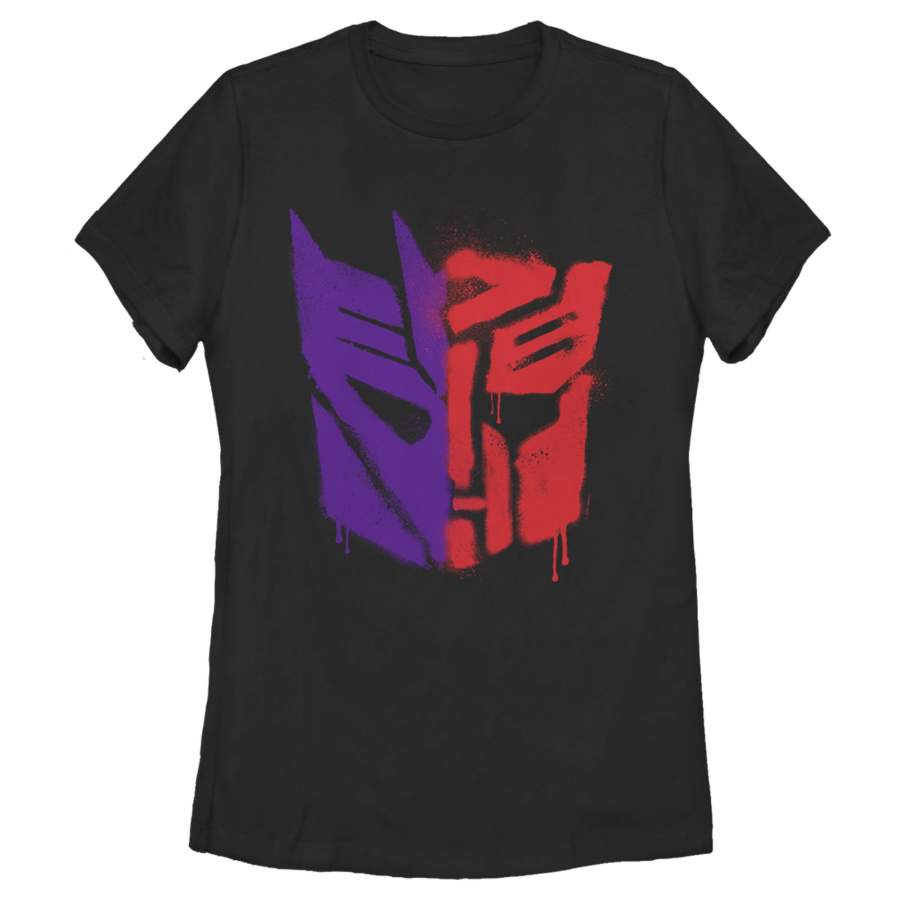 Transformers Women’s Split Bot Graffiti Logo  T-Shirt