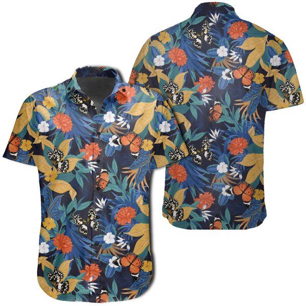 Tropical Buttterfly And Flower Hawaiian Shirt V1