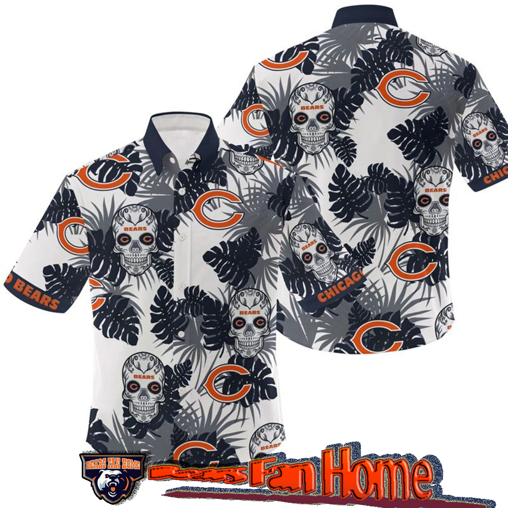 Chicago Bears Hawaiian Shirt Cute Skulls Graphic