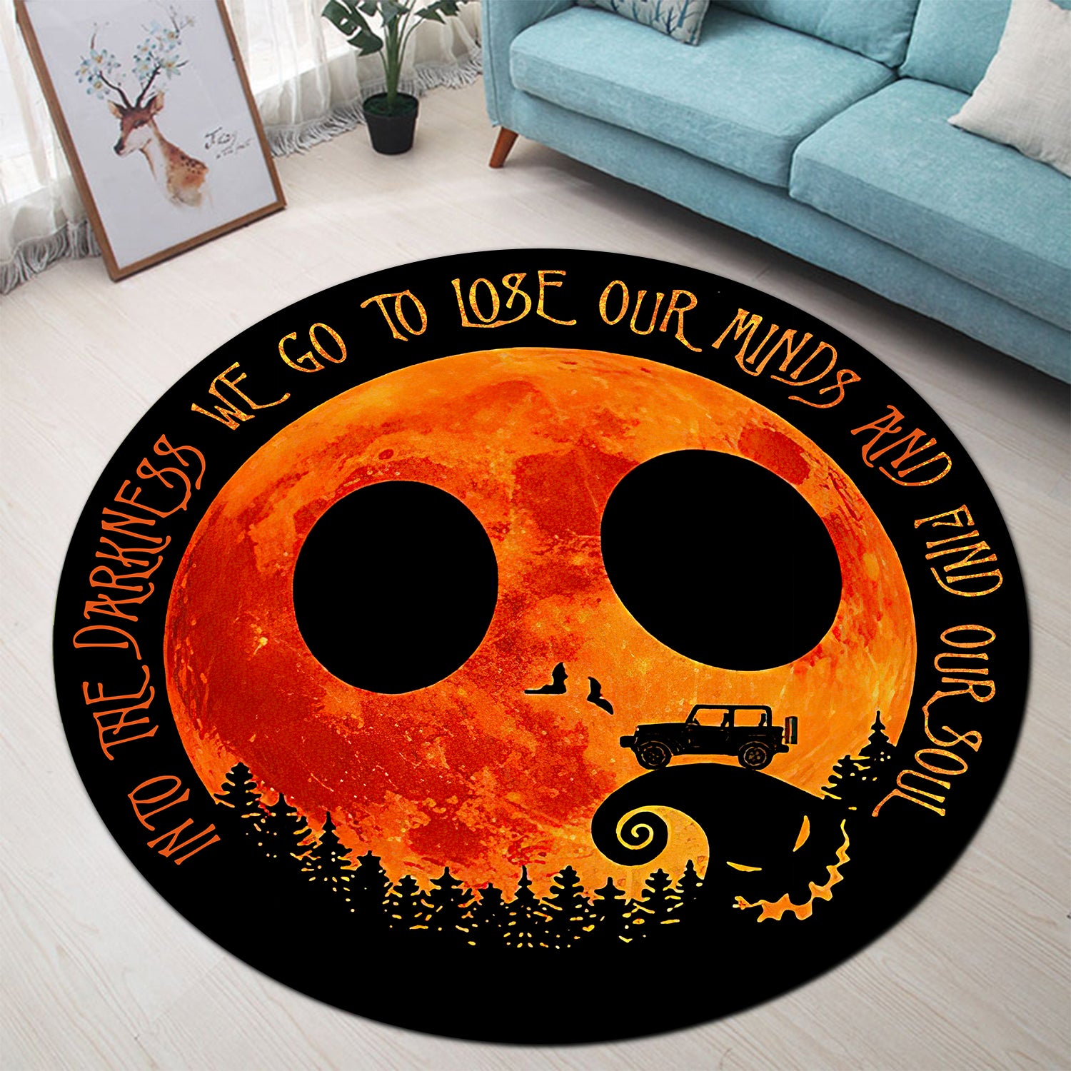 Halloween Jeep Into The Darkness Nightmare Christmas Round Carpet Rug Bedroom Livingroom Home Decor