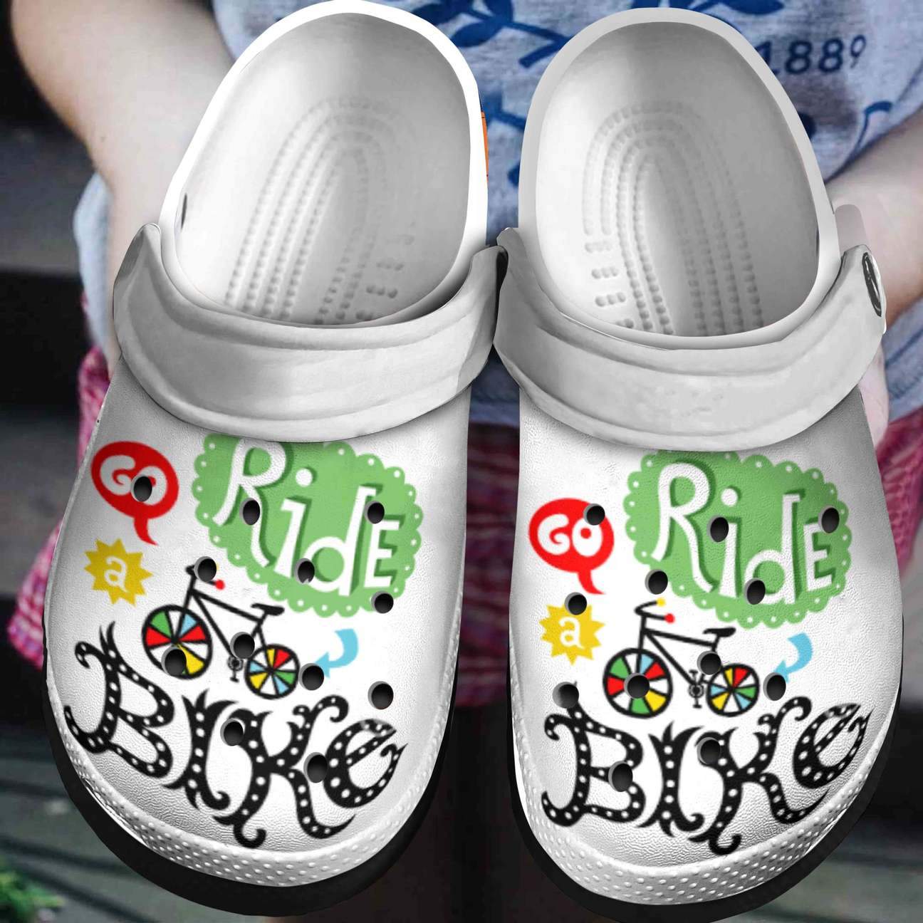 Cycling Personalized Clog, Custom Name, Text, Color, Number Fashion Style For Women, Men, Kid, Print 3D Go Ride A Bike