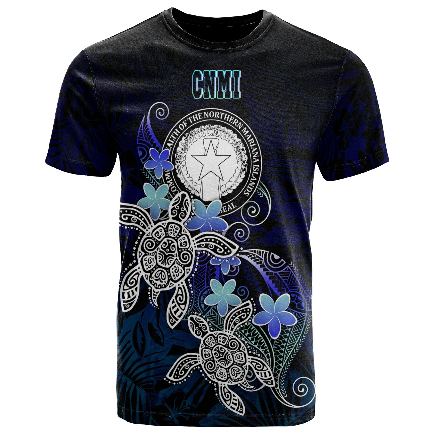 CNMI Polynesian T-Shirt – Blue Turtle Couple – BN22