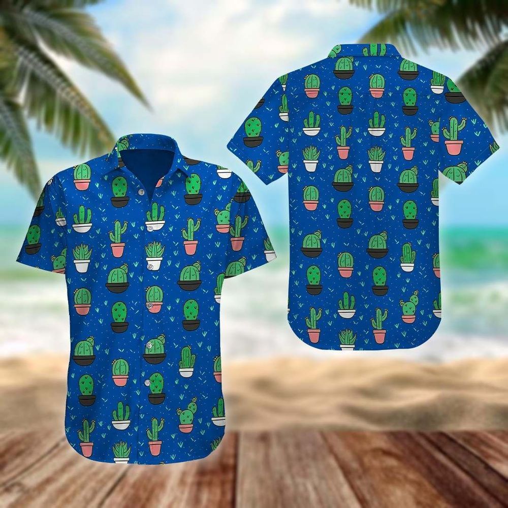 Cactus Blue Unique Design Unisex Hawaii Shirt For Men And Women Ha17105