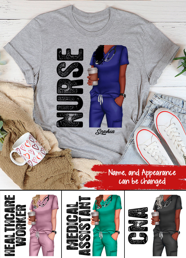 Nurse Life Nutrition Facts – Personalized T Shirt – Gift For Doctor & Nurse – Glitter Leopard Design