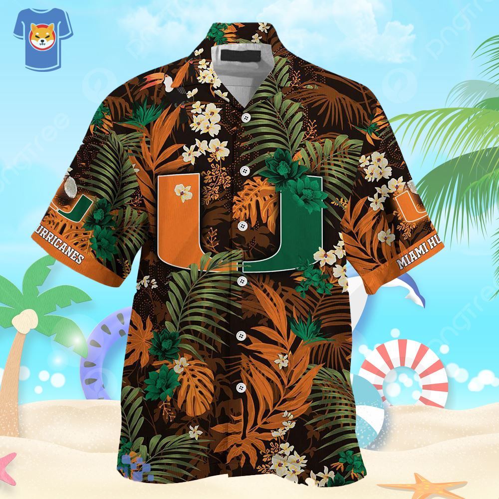 Miami Hurricanes Summer With Tropical Patterns Gift For Fans Hawaiian Shirt