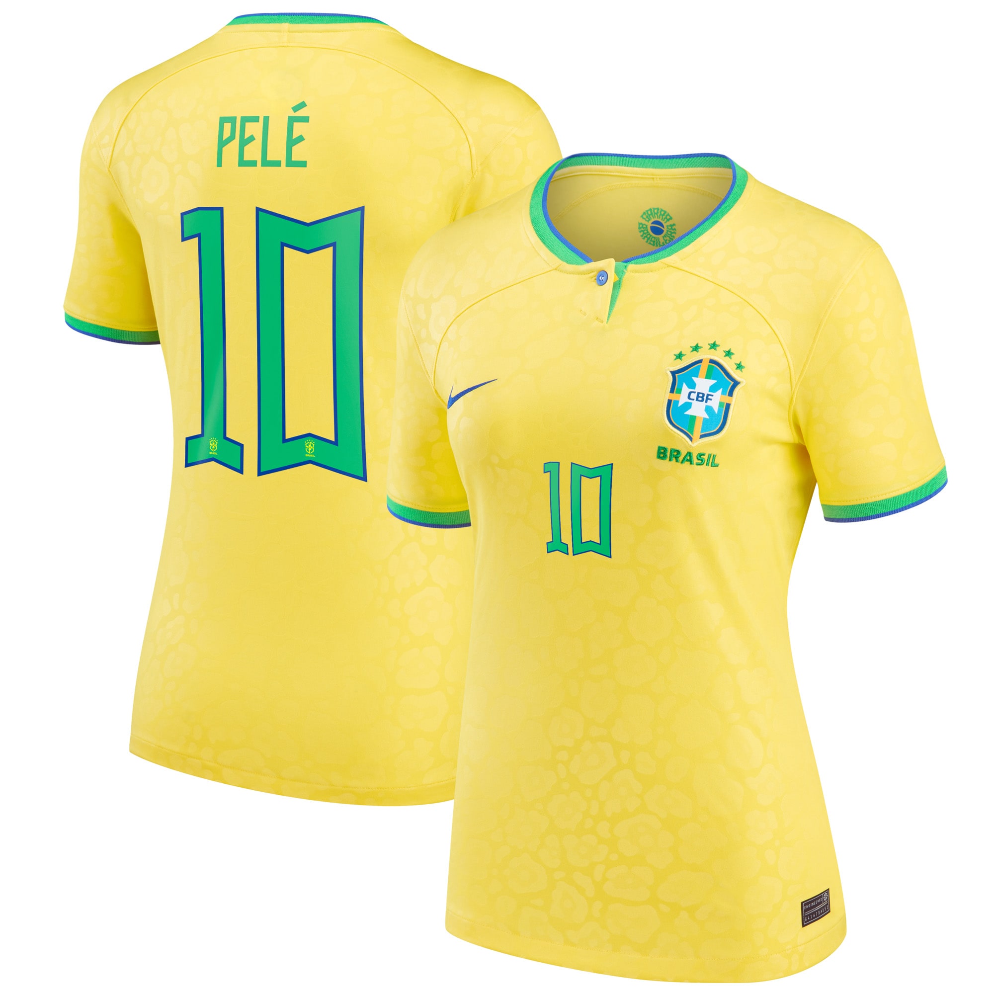 Pelé Brazil National Team Women's 2022/23 Home Breathe Stadium Replica Player Jersey – Yellow