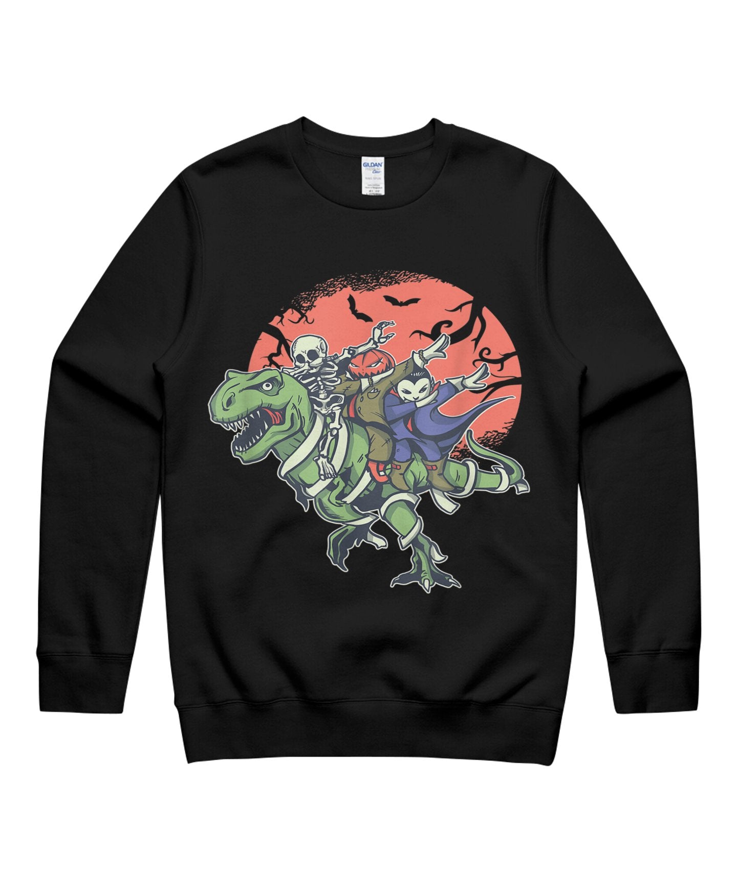 T Rex Dinosaur Dabbing Skeleton Pumpkin Head Monster Vampire T-Shirt Halloween T-Shirt Unisex Crewneck Sweatshirt