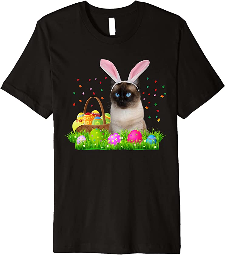 Bunny Siamese Cat Funny Easter Siamese Cat Lover Premium T-Shirt