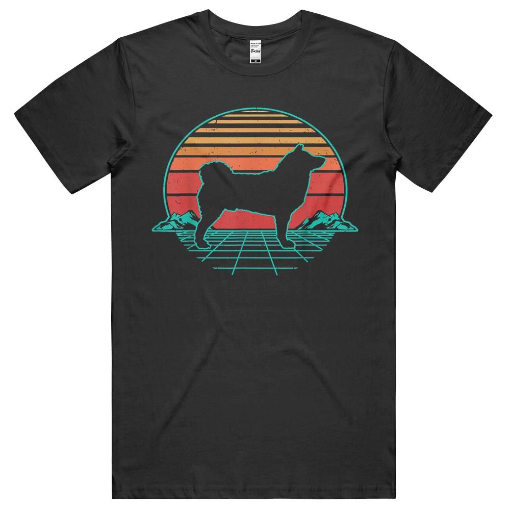 Akita Dog Puppy Retro Vintage Sunset Gift Unisex Shirt