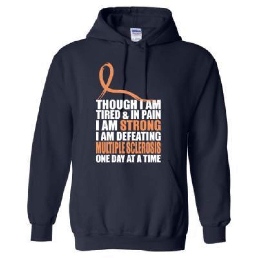 AGR Though I Am Tired & In Pain I Am Strong I Am Defeating Multiple Sclerosis One Day At A Time – Heavy Blend™ Hooded Sweatshirt