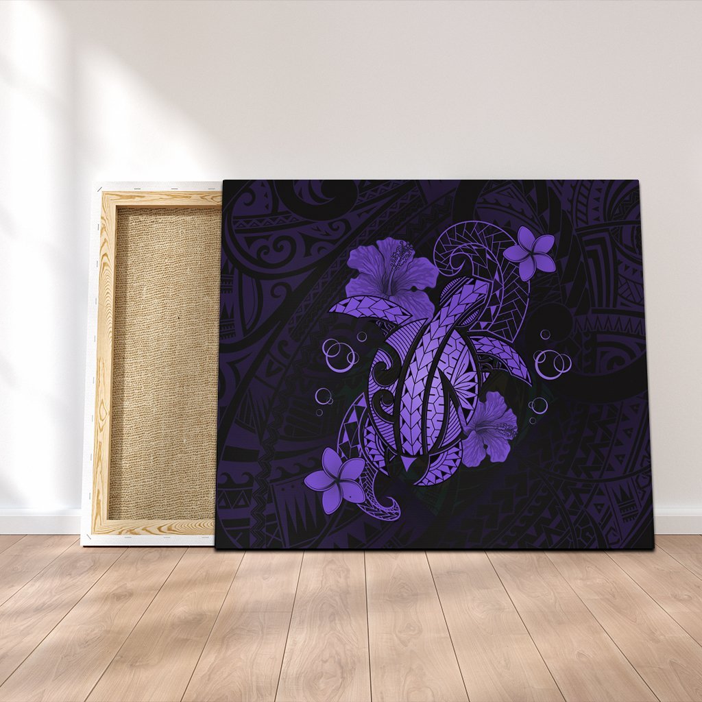 Hawaii Turtle Flower Polynesian Canvas – Purple – AH – J4C