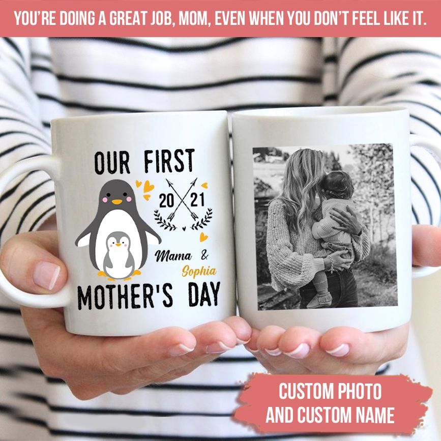 Personalized Penguin Mama New Mom Mug – Penguin First Mother’s Day Gifts