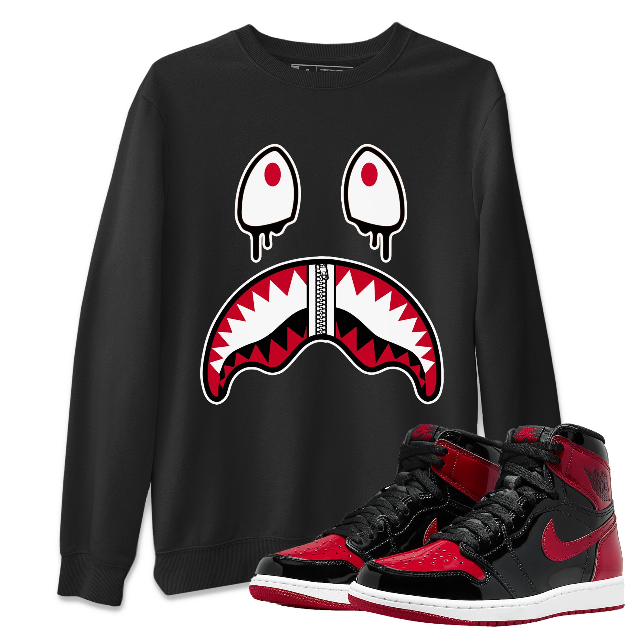 Shark Face Sweatshirt – Air Jordan 1 Bred Patent