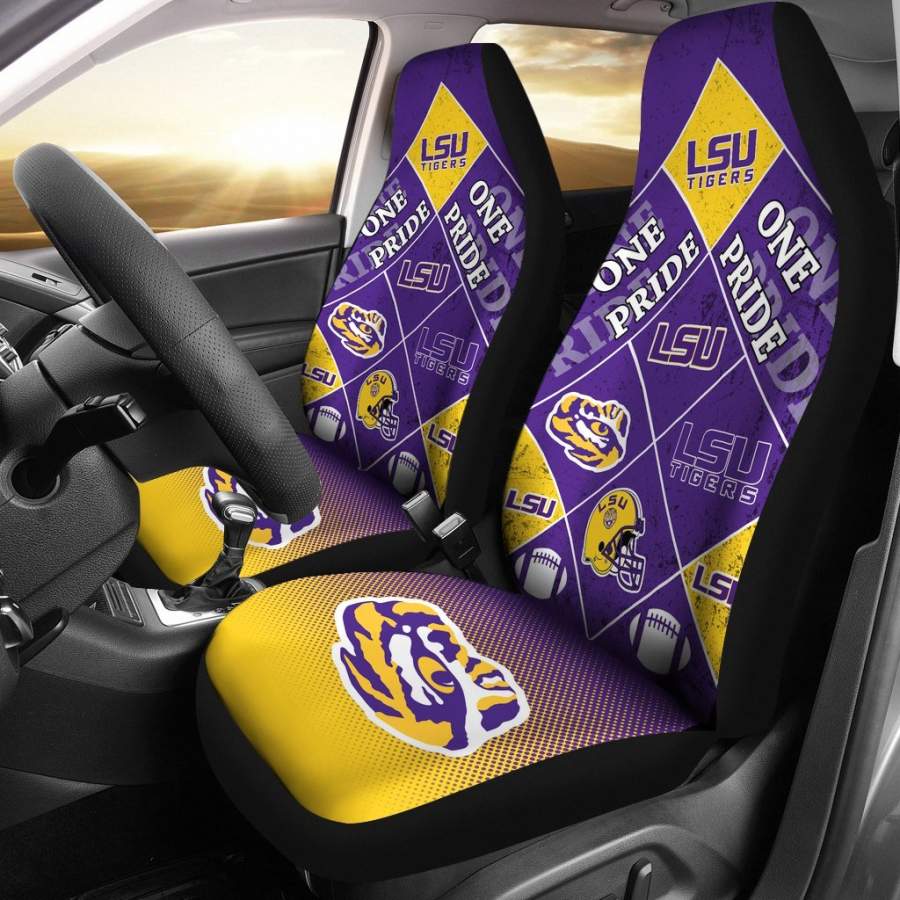 Colorful Pride Flag LSU Tigers Car Seat Covers