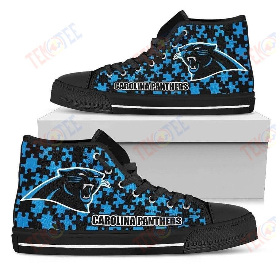 Mens Womens Puzzle Logo With Carolina Panthers High Top Shoes TMT671