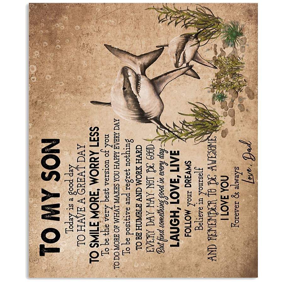 Shark Dad Gifts For Son Today Is A Good Day Love Messages Vertical Poster