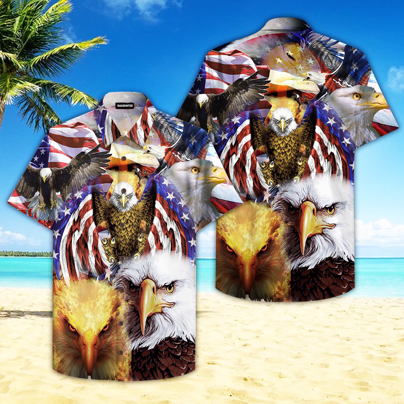 Eagle And America Flag Hawaii Shirt For Men Women Adult Ha77144