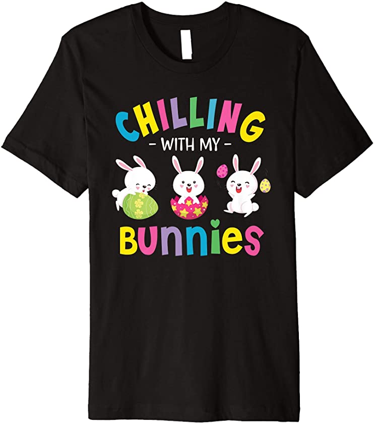 Teacher Chilling With My Bunnies Cute Easter Bunny Premium T-Shirt